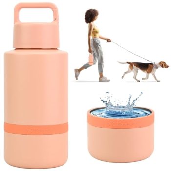 KEWIXY Insulated Dog Water Bottle with Travel Bowl