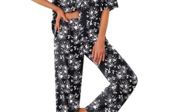 Ekouaer Women Pajamas Set Button Down Sleepwear Short Sleeve Pjs Soft Comfy Nigh
