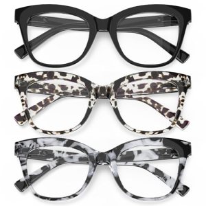 OUKEMAX 3-Pack Women’s Reading Glasses with Blue Light Blocking and Anti-Glare F