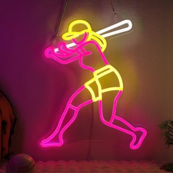 OkiyiD Softball Neon Sign for Girls – Dimmable Sport Wall Decor with USB Power
