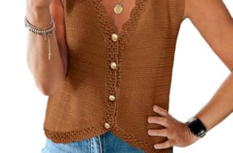 Saodimallsu Womens Sleeveless V Neck Sweater Vest Cropped Button Down Casual Loo