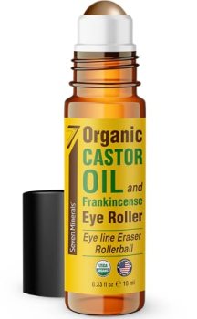 Seven Minerals Organic Castor Oil Roll On Eye Roller for Under Eye Bags