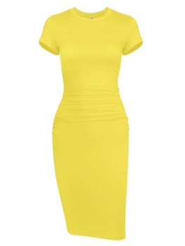 Missufeintl Women’s Bodycon Ruched Short Sleeve T Shirt Midi Sundress Fitted Cas