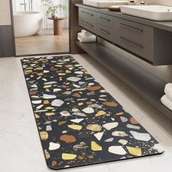 MontVoo -Bath Mat-Non Slip Thin Bathroom Rugs Fit Under Door- Quick Dry Absorben