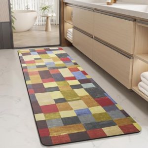 MontVoo -Bath Mat-Non Slip Thin Bathroom Rugs Fit Under Door- Quick Dry Absorben