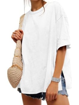 UNCLECAT Womens Oversized T Shirts Summer Trendy Short Sleeve Crew Neck Tops Loo