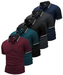GEEK LIGHTING 5 Pack Men Polo Shirts with Pocket Multipack Golf Shirt for Men Mo