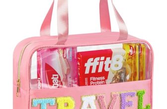Snack Bag for Travel, Chenille Letter Clear Makeup Bag
