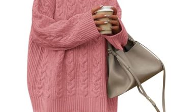 Okiwam Women’s Oversized Sweaters Crewneck Cable Knit Pullover Casual Loose Fall