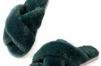 Ankis Women’s Fuzzy Slippers Cross Band Memory Foam Open Toe Comfy Soft House Sh