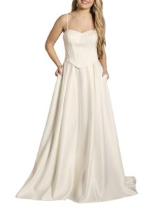 David’s Bridal Satin Corset Bodice Ball Gown Wedding Dress