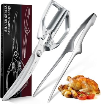 HUUSK Kitchen Scissors and Cooking Tong Set