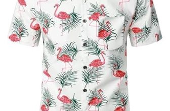 Men’s Hawaiian Shirt Funky Blue Beach Printed Tropical Beach Shirt Casual Button