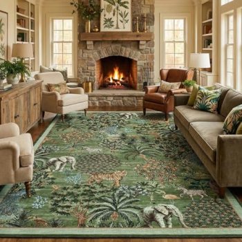 GarveeHome Jungle 8×10 Area Rug Washable Rugs for Living Room