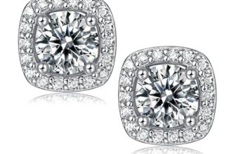 Ve Celestelle Moissanite Square Halo Stud Earrings 0.5-2CT D Color VVS1 Clarity
