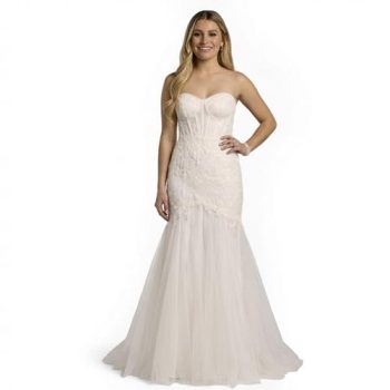David’s Bridal Strapless Beaded Lace Mermaid Wedding Dress
