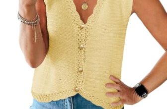 Saodimallsu Womens Sleeveless V Neck Sweater Vest Cropped Button Down Casual Loo