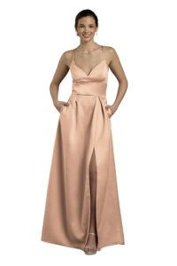 David’s Bridal Satin Empire Waist Ball Gown, Women’s Size 18, Sand