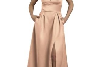 David’s Bridal Satin Empire Waist Ball Gown, Women’s Size 18, Sand