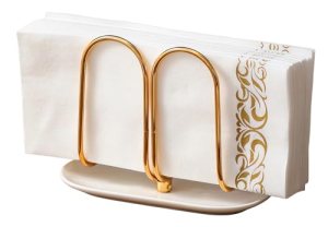 Vertical Rose Gold Napkin Holder with Ceramic Base