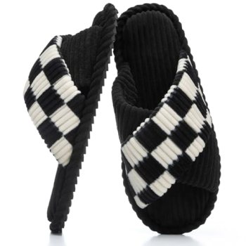 GOEWY House Slippers for Women Fuzzy Womens Slippers Indoor Outdoor Open Toe Wit