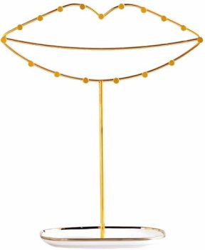 KELEQUI ZAP Gold Jewelry Holder Stand with Ceramic Base