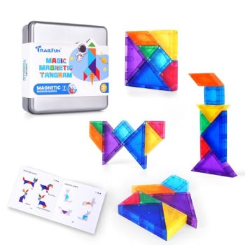 trailfun Magnetic Tangrams, Magnet Blocks STEM Montessori Toys for Kids