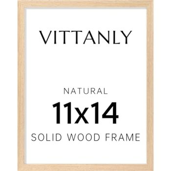 Vittanly 11×14 Picture Frame, Solid Wood Frame with Plexiglass