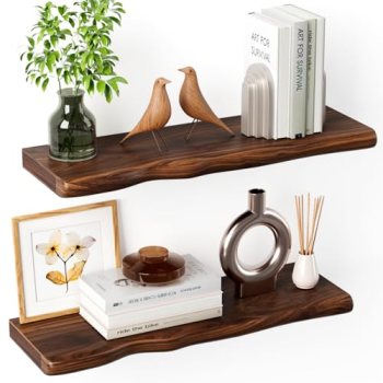 Avytronx Solid Wood Live Edge Floating Shelves Set of 2