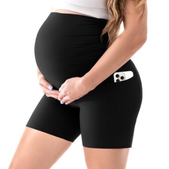 Walifrey Women’s Maternity Shorts with Pockets Over The Belly