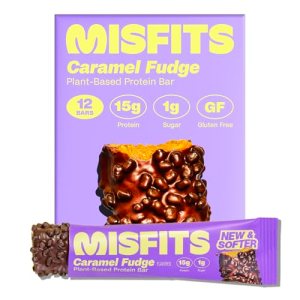 Misfits Vegan Protein Bars – Sweet Caramel Fudge | Nutrition Bars – 15g Protein
