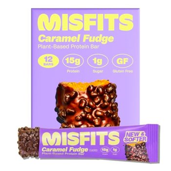 Misfits Vegan Protein Bars – Sweet Caramel Fudge | Nutrition Bars – 15g Protein