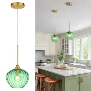 QianZhan Green Glass Pendant Light