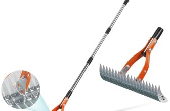 Thatch Rake for Lawns, Yofidra 15″ Heavy Duty Metal Dethatcher Rake with 5FT Han