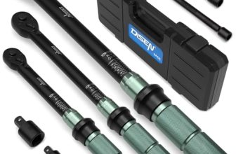 DISEN 9PCS Click Torque Wrench Set 1/4″ 3/8″ 1/2″ Drive 20-220 In.lb