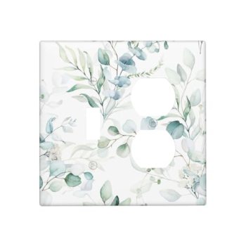Xuejiaku Decorative Switch Cover White Eucalyptus Leaf 2 Gang Light Switch Plate