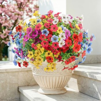 ATTGREAT Artificial Flowers Outdoors Faux Plants UV Resistant Fake Flowers Daisy