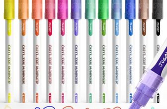 JusArt Outline Sparkle Markers, 12 Metallic Shimmer Pens for Adult Coloring, Coo