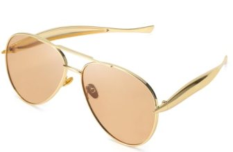 SODQW Gold Aviator Sunglasses for Women Men Trendy Designer Metal Sun Glasses wi
