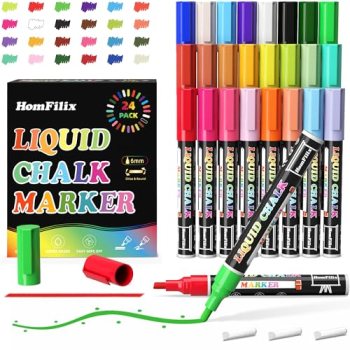 HomFilix 24-Color Liquid Chalk Markers Set