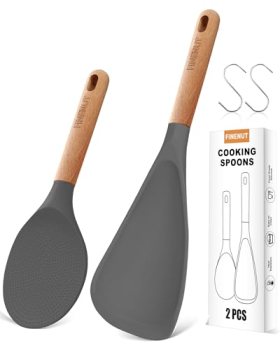 FINENUT Cooking Spoon Multifunction Spoonula Silicone Spatula Spoon 2-Pack