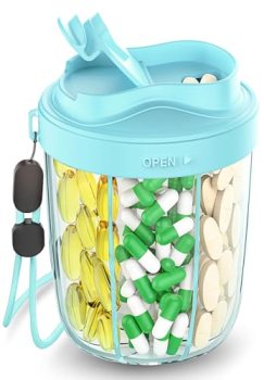 Large Pill Dispenser to Store 7 Various Supplements