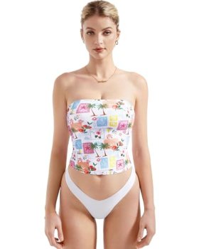 SUUKSESS Women Sexy Tube Top Summer Y2K Going Out Tops Casual Sleeveless Double