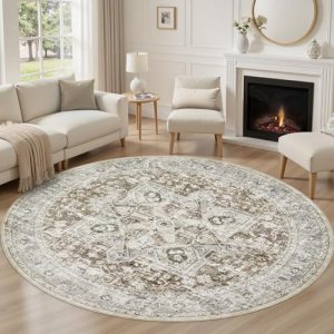 Tortania 4′ Round Area Rug Living Room Rugs