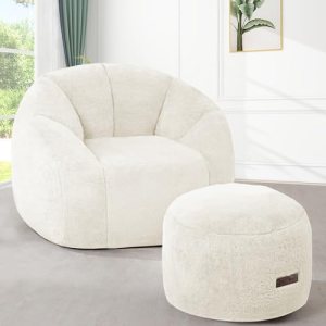 HABUTWAY Bean Bag Chair, Oversized Shell-Shaped Bean Bag Couch with Ottoman