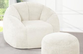 HABUTWAY Bean Bag Chair, Oversized Shell-Shaped Bean Bag Couch with Ottoman