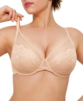 Popilush Underwire Bras for Women Minimizer Bras Full Coverage Lace Bra Push Up