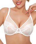 Popilush Lace Bra Minimizer Bras for Women Full Coverage Push Up Bra Underwire B