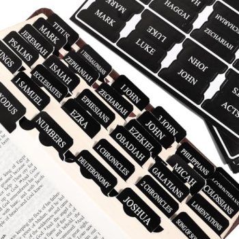 Black Bible Tabs for Men – Paper Index Tabs for Scripture Study & Chapter Marker