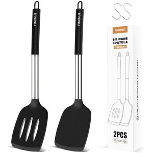 FINENUT Silicone spatula Solid&Slotted Turner Set of 2